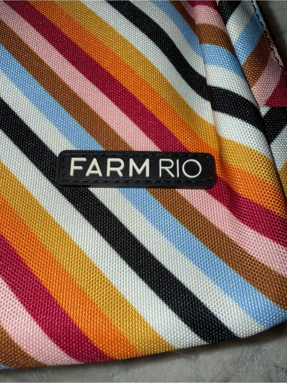 Farm Rio Colorful Stripe Small Zippered Pouch, NWT